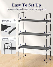 Kitsure Shoe Rack for Closet, Shoe Storage, 27.6" Wide - 3 Tiers, Black | Shoe Organizer for Closet, Entryway, Living Room, Space-Saving Shelf, Sturdy Zapateras Slots