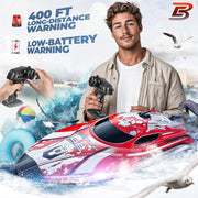 BEZGAR RC Boat TX126-12 Inch Remote Control Boat for Lakes and Pools | 25 KPH High Speed; Waterproof Design; 700mAh Rechargeable Battery; Ideal Toy Boat for Kids Adults; Red