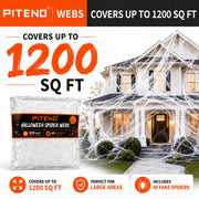 Piteno® 1200 sqft Spider Webs Halloween Decorations with 40 Fake Spiders, Stretchable Halloween Spider Webs for Indoor Outdoor Haunted House Yard Porch Party Decor (White)