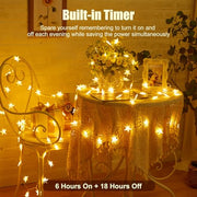 Minetom 50 LED Star String Lights, 17ft Fairy Lights Battery Operated | Star Lights with Timer, Waterproof for Indoor Outdoor Bedroom Tent Loft Bed Patio Party Wedding Christmas Decor, Warm White