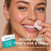 Nad's Facial Wax Strips - Hypoallergenic All Skin Types - Facial Hair Removal For Women - At Home Waxing Kit with 20 Face Wax Strips + 4 Calming Oil Wipes + Skin Protection Powder
