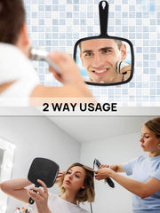 OMIRO 9.3" L x 6.6" W Hand Mirror, Square Black Handheld Mirror with Handle | Salon Mirror Hand Held, Hangable, Travel Mirror for Men Women, Distortion-Free Reflection, for Shaving and Makeup