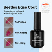 Beetles Builder Gel for Nails with Gel Base and Top Coat Set 3Pcs | 3-Step Clear Builder Nail System for Nail Overlay, Strengthening and Apex Building, UV Lamp Cured