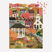 Galison - Falls Hollow 1000 Piece Jigsaw Puzzle for Adults | Illustrated by Joy Laforme, Autumn, Cozy Town, Fall Foliage, Challenging, Recycled Paper, No Dust, Finished Size 27" x 20"
