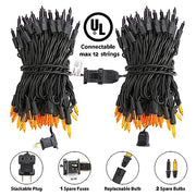 Orange & Purple Halloween Lights, 12.5ft 50 Count Incandescent String Light | UL Certified Connectable Mini Bulbs String Lights for Outdoor, Indoor, Garden, Porch, Party, Home, Halloween Decor