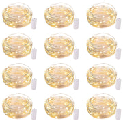 Brightown 12 Pack 7ft Battery Operated LED Fairy Lights for Xmas Decoration | 20 LED Bulbs, Warm White, Waterproof, Flexible Silver Wire, Lovely for DIY Crafts Wedding Table Centerpieces Decoration