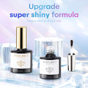 modelones Gel Top Base Coat Set 15ml 2026 Upgrade No Wipe Super Shine | Clear Glossy Gel Polish Acid Free Shiny for Press Ons Acrylic Gel Nail Art Soak Off U V Lamp Cure DIY Home Salon Manicure