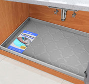 SIKADEER Waterproof Under Sink Mat 34" x 22", Silicone Mat Kitchen liner | BPA-Free Silicone Tray with Raised Lip Protect Cabinets from Leaks, Versatile Home Organizer for Bathroom, Pets, Boots, Floor