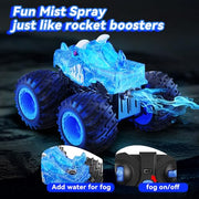AUUGUU Remote Control Car, 2.4GHz Monster Trucks Toys with Light Spray, Birthday Gift for Kids 3 4 5 6 7 8, All Terrain RC Cars, Toys for Boys Girls 3+ Year Old