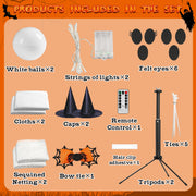 AYGXU 2pcs Halloween Decorations Indoor,Ghost Decor with String Lights Remote Control,Halloween Party Decorations,Spooky Ghost Light for Home Table Room Kitchen Office