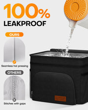 HOTOR Insulated Lunch Box Men Women Leak-Proof Cooler Lunch Bag 9L | 4 Pockets, Adjustable Strap, Ideal for Work, Picnic, Travel, Camping, Gift, Black
