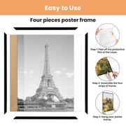 upsimples 24x36 Poster Frame, Easy Slide-In Assembly, Black, 3 Pack | Gallery Wall 24 x 36 Picture Frames Set for Family, Wedding, Christmas, Easy to Change Photos