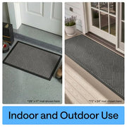 GORILLA GRIP WeatherMAX Door Mat, Indoor and Outdoor Use, Gray Diamond | 100% Waterproof Outdoor Doormat, US Designed, Stain & Fade Resistant, Low Profile Front Door Mat Easy Clean Welcome Mat 29x17