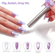 SAVILAND 5X Strong Cat Eye Magnet Dual-Ended Nail Magnet Stick | Neodymium Cat Eye Gel Nail Polish Magnet, Ergonomic Magnetic Nail Wand, 3D Cateye Nails, Cat-Eye Effect for Nail Art