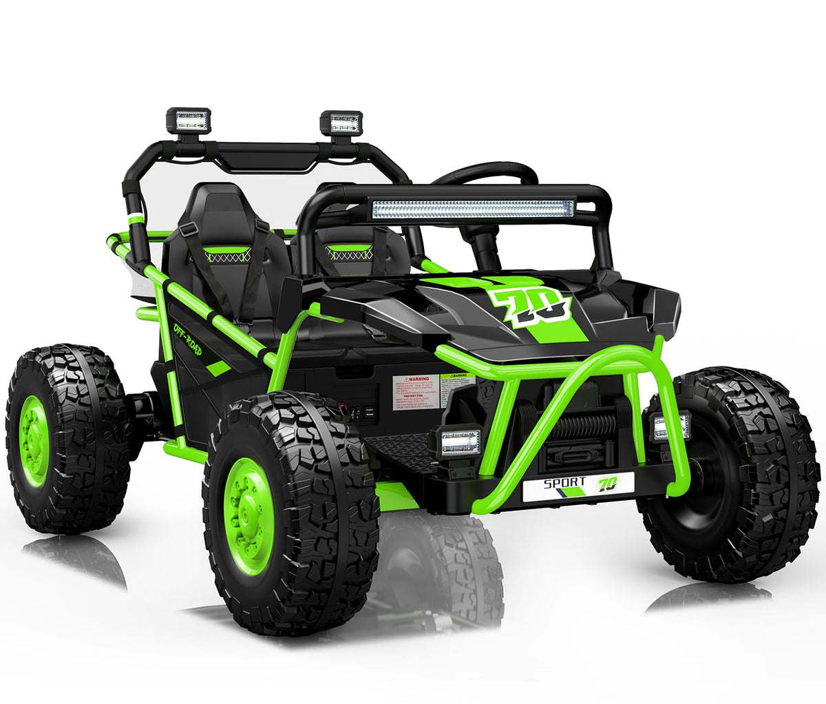 First Ride On 36V Kids Ride On UTV, 2-Seater 400W Electric Car for Kids 6+, 5-8 MPH Speed, 14" EVA Wheels, Metal Frame, Bluetooth Music, Rear Metal Suspension Off-Road Vehicle (Green)
