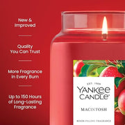 Yankee Candle Macintosh Scented Candle, 22oz Large Jar | Up to 150 Hour Burn Time, Room Filling Fragrance, Long-Lasting Scent, Premium Plant Wax Blend, Consistent Burn, Giftable