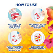Lysol Click Gel Toilet Bowl Cleaner, Gel Stamp, Mango, 6 Count | Automatic Toilet Bowl Freshening Gel, Toilet Gel Stamps, Septic Safe, Toilet Deodorizer, Bathroom Cleaning Supplies, 18 Weeks