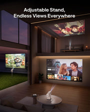 Aurzen BOOM Air Google TV Portable Projector with USB-C Powered, Off-White | Smart Projector with WiFi and Bluetooth, for Outdoor & Home Movie, 4K Supported, Real-Time Focus, Dolby Audio, Flexible Stand