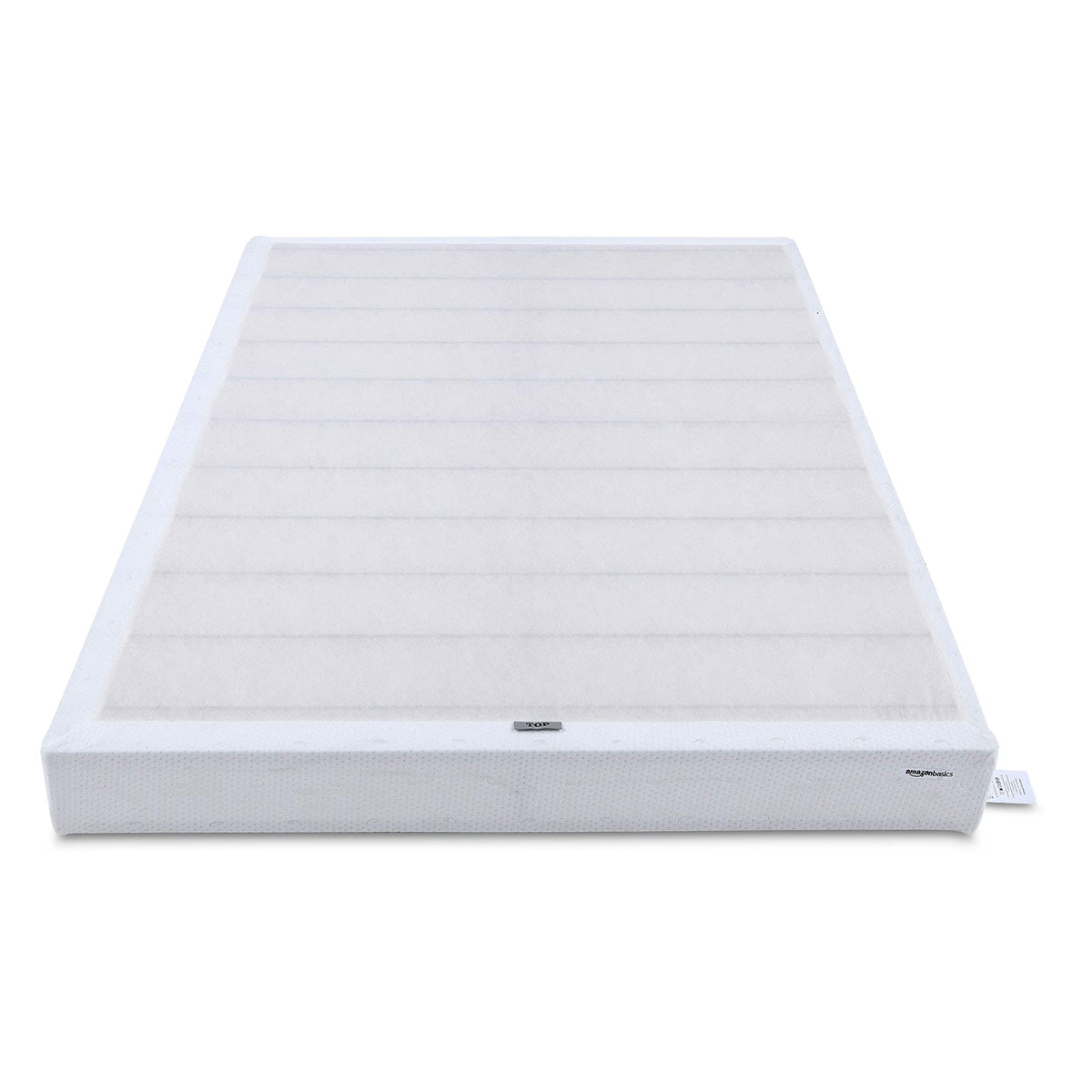 Amazon Basics Smart Box Spring Bed Base, 5-Inch Low Profile Height Mattress Foundation, Sturdy Durable Steel Support, Tool-Free Easy Assembly, Queen, 79" x 59.5" x 5", White
