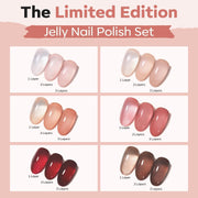 modelones Jelly Nail Polish, 6 Colors Quick Dry Nude Pink Nail Polish Set | Air Dry Nail Polish, No UV Lamp Needed, User-Friendly Red Brown Polish Kit, Nail Art Home Salon, Gift for Women