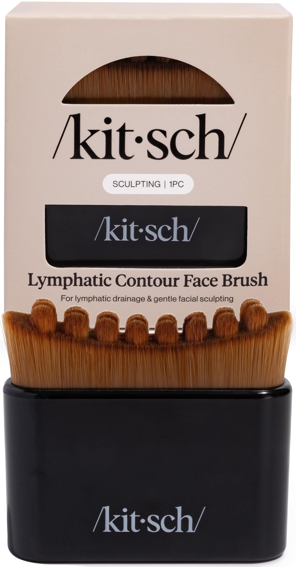 Kitsch Lymphatic Contour Face Brush - Facial Massage Brushes - Black | Hypoallergenic Bristles, Depuffing & Encourage Circulation, Lymphatic Face Brush for Skin Care, Ergonomic Contour Design