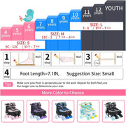 Nattork Roller Skates for Kids Boys Girls, 4 Size Adjustable Rollerskates with Light Up Wheels for Children Beginners for Outdoor Indoor
