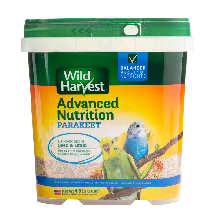 Wild Harvest Advanced Nutrition Bird Food For Parakeets, 4.5 lbs | Daily Variety Of Seed & Grain, Vitamins & Minerals Support Skin & Feathers, Variety Encourages Foraging Behavior