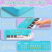 Keyboard Piano for Kids, BIGFUN 37 Keys Toddler Piano Instrument Toy, Blue | Kids Electronic Multifunction Music Educational Keyboard Toy for 3-7 Year Old Girls and Boys