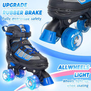 Nattork Roller Skates for Kids Boys Girls, 4 Size Adjustable Rollerskates with Light Up Wheels for Children Beginners for Outdoor Indoor