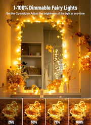 Minetom Twinkle Fairy Lights Plug in, 33ft 100 LEDs USB String Lights | with Remote and Timer, Waterproof 8 Modes for Bedroom Indoor Wreath DIY Wedding Holiday Christmas Decorations, Warm White