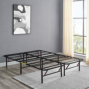 Amazon Basics Bed Frame with Storage, Foldable Metal Platform, Sturdy Steel, No Box Spring Needed, 14-inch High, Tool-Free Setup, Noise Free, Easy Assembly, Queen Size, Black