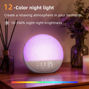 Odokee Sunrise Alarm Clock White Noise Machine: Natural Wake Up Light | Dimmable Clock with Bluetooth Speaker for Bedroom - 25 Sleep Sounds for Baby Adults Kids Putty