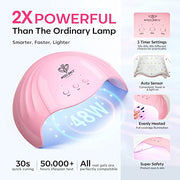 Modelones UV Nail Lamp 48 W Nail Dryer with 3 Timer Settings | UV Light for Gel Nails LED Nail Lamp Professional UPF99+ UV Protection Gloves for Art Manicure