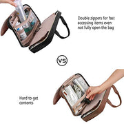 BAGSMART Toiletry Bag Travel Bag with Hanging Hook, Water-resistant Makeup Cosmetic Bag Travel Organizer for Accessories, Shampoo, Full-size Container, Toiletries (Black, Medium)