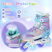 Nattork Girls Inline Skates for Kids Boys, 4 Sizes Adjustable Butterfly Blades Skates with All Light up Wheels - Birthday Gift for Indoor Outdoor Sports