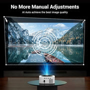 HAPPRUN 1500 ANSI Smart Outdoor Projector, Built-in Apps, 30W Dolby Audio | 4K Decoding,Auto Focus,10K+ Apps,Movie Projector with WiFi Bluetooth,Portable Indoor Proyector Compatible with Phone/TV Stick