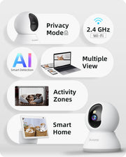 blurams Security Camera, 2K Indoor Camera 360° Pet Camera for Home Security | Motion Tracking, Dual-Band WiFi6, 2-Way Audio, IR Night Vision, Siren, Compatible with Alexa & Google Assistant