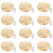 Brightown 12 Pack 7ft Battery Operated LED Fairy Lights for Xmas Decoration | 20 LED Bulbs, Warm White, Waterproof, Flexible Silver Wire, Lovely for DIY Crafts Wedding Table Centerpieces Decoration