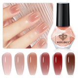 modelones Jelly Nail Polish, 6 Colors Quick Dry Nude Pink Nail Polish Set | Air Dry Nail Polish, No UV Lamp Needed, User-Friendly Red Brown Polish Kit, Nail Art Home Salon, Gift for Women