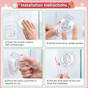 VIS'V Suction Wreath Hanger with Wipes, 22 Lb Capacity, Large, Clear, 2 Pcs | Heavy Duty, Removable and Reusable, Invisible Design, Locking Technology, Dual Vacuum Suction, Fit for Smooth Flat Surfaces