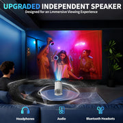 [Built-in Apps & 2026 Upgraded] Mini Projector Support 4K 1080P Auto Keystone 180° Rotatable with WiFi 6 and Bluetooth 5.4, Projector Portable Compatibile with HDMI/TV Stick/Memory Stick/Laptop-White