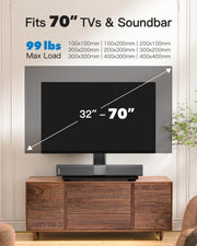 PERLESMITH Universal TV Stand Legs for 32-70 inch TVs to 99lbs with Mount | 8 Height adjustable, Tempered glass base, Fixed, Max VESA 400x400mm, Livingroom & Bedroom, PSTVS04