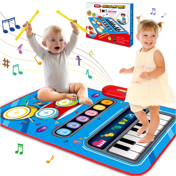 Baby Toys for 1 Year Old: 2 in 1 Baby Musical Mat Toddler Toys Age 1-2 | Piano Drum Babies Play Mat - Infant Music Toy 12-18 Months Babies Birthday Valentines Gifts for 1 2 3 Year Old Boys Girls