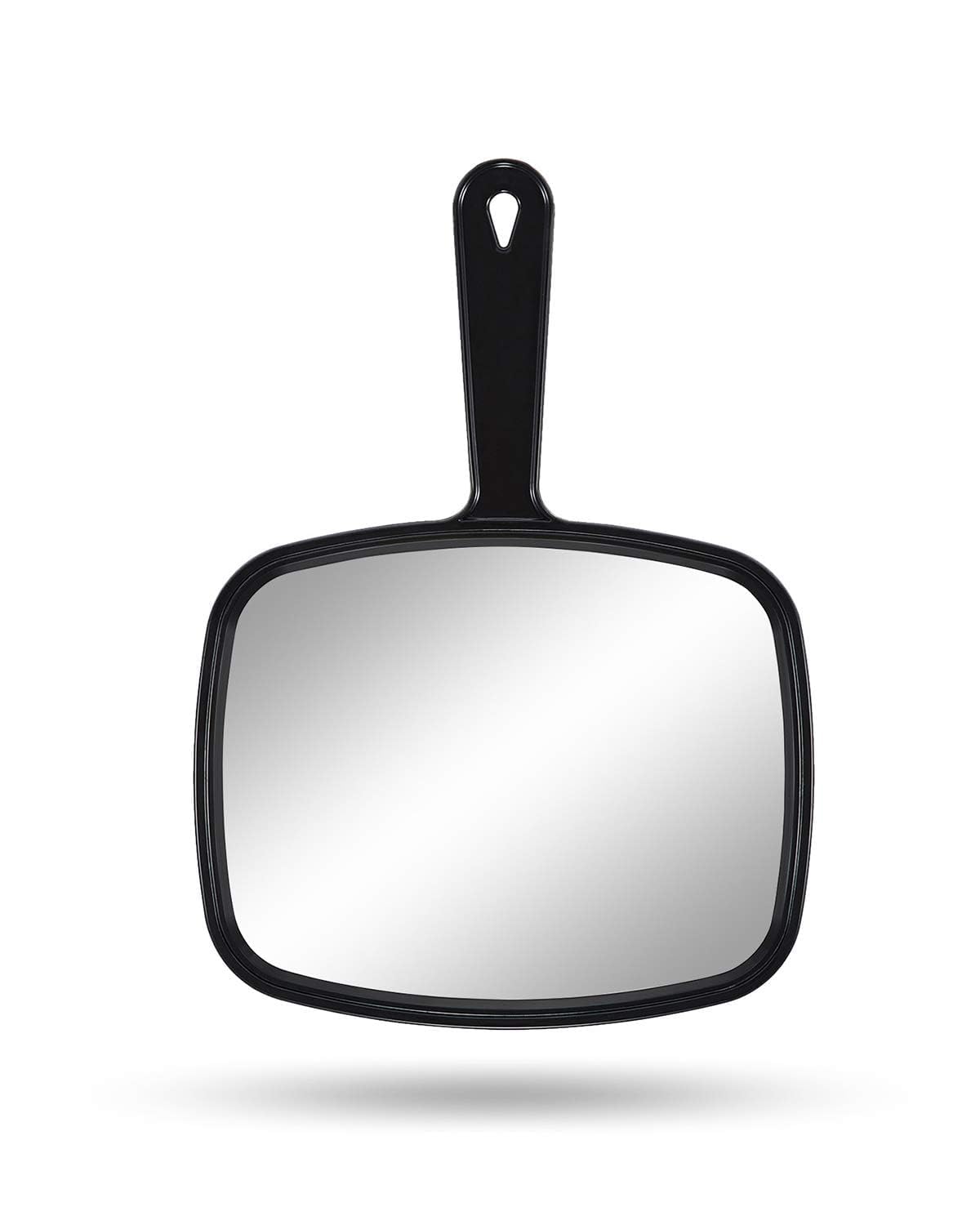 Gladmart 10.3" L x 7.4" W Hand Mirror for Home and Barber, Black | Hand Mirrors with Handle, Barber Accessories, Hair Salon Supplies, Distortion-Free Glass, Makeup Mirror for Women Men