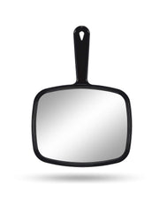 Gladmart 10.3" L x 7.4" W Hand Mirror for Home and Barber, Black | Hand Mirrors with Handle, Barber Accessories, Hair Salon Supplies, Distortion-Free Glass, Makeup Mirror for Women Men