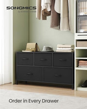 SONGMICS Dresser for Bedroom, Wide Dresser with 5 Fabric Drawers