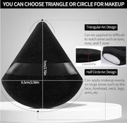 Pimoys Powder Puffs, 6 Pack Triangle Makeup Puff, Black | Soft Velour, Triangle and Round Design, Washable, Finger Strap, for Loose Powder