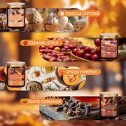 Fall Candles Set, 4 Pack Candles for Home Scented Natural Soy Wax, Autumn Gifts Set for Women Men, Fall Fragrance of Pumpkin/Cinnamon/Vanilla Cupcake/Apple