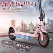 Electric Scooter - 350W/500W Motor, 8.5"/10''Solid Tires, Up to 19/22MPH& 16/21/23Miles Long-Range Portable Commuting Scooter for Adults with Double Braking System