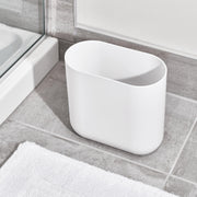 iDesign Small Slim Plastic Bathroom Trash Can, White | Bedroom, Office, Desk, Dorm
